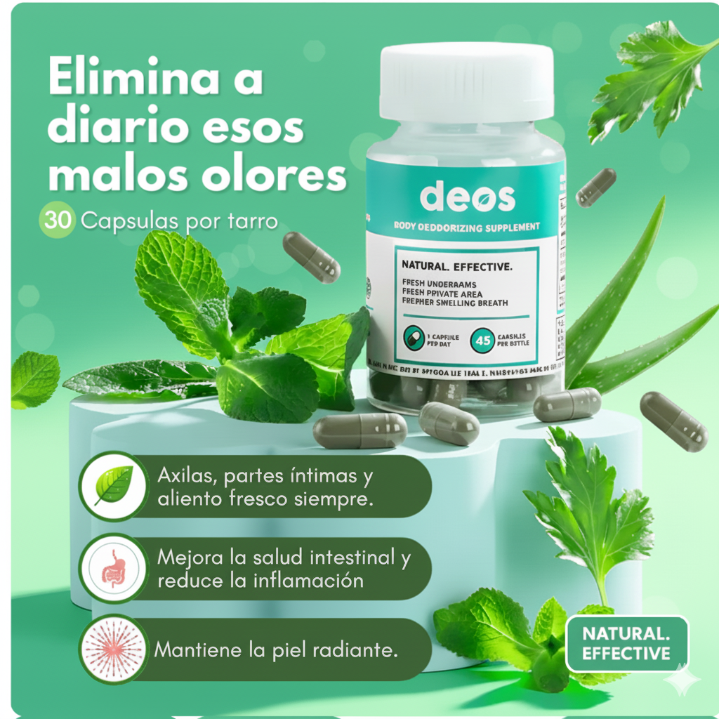 DEOS - DESODORANTE INTERNO CON INGREDIENTES NATURALES PARA FRESCURA TODO EL DIA🌿